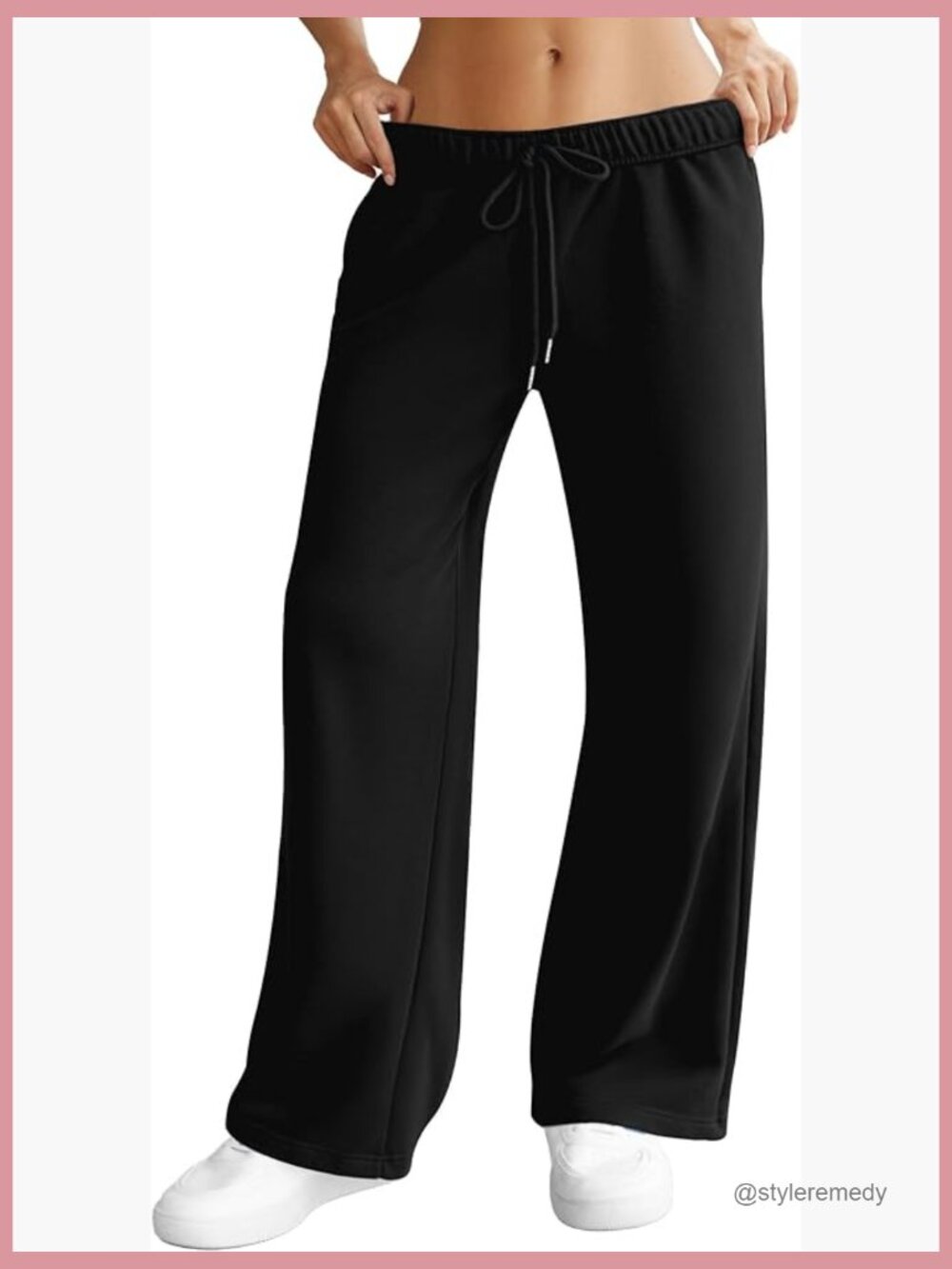 Wide Leg Sweatpants with Pockets, Cotton Blend Fabric, Elastic Waist